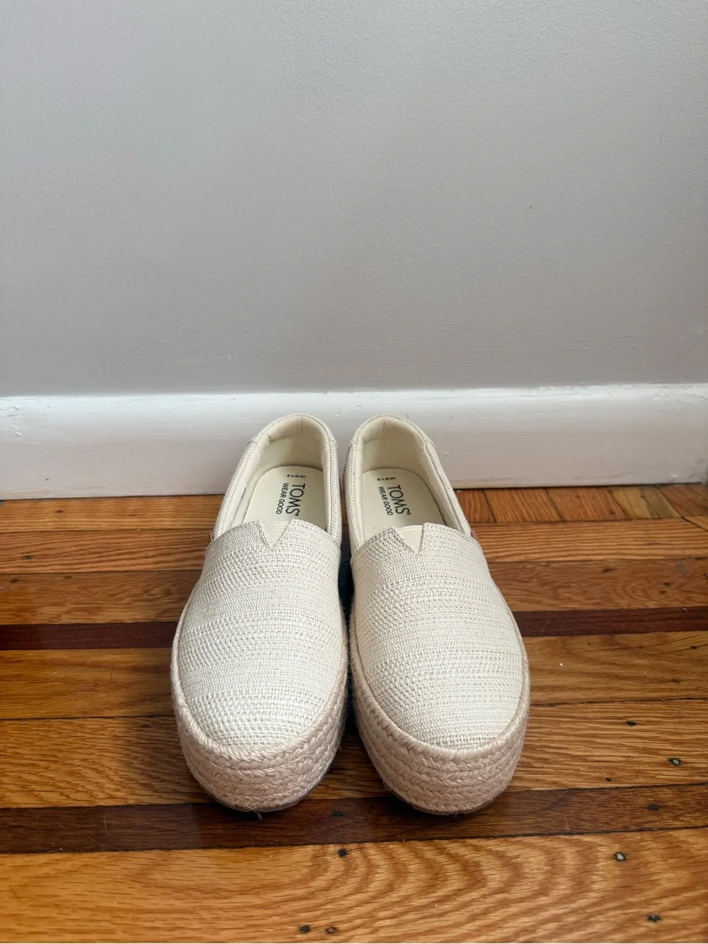 TOMS Valencia White Canvas Platform Espadrilles
